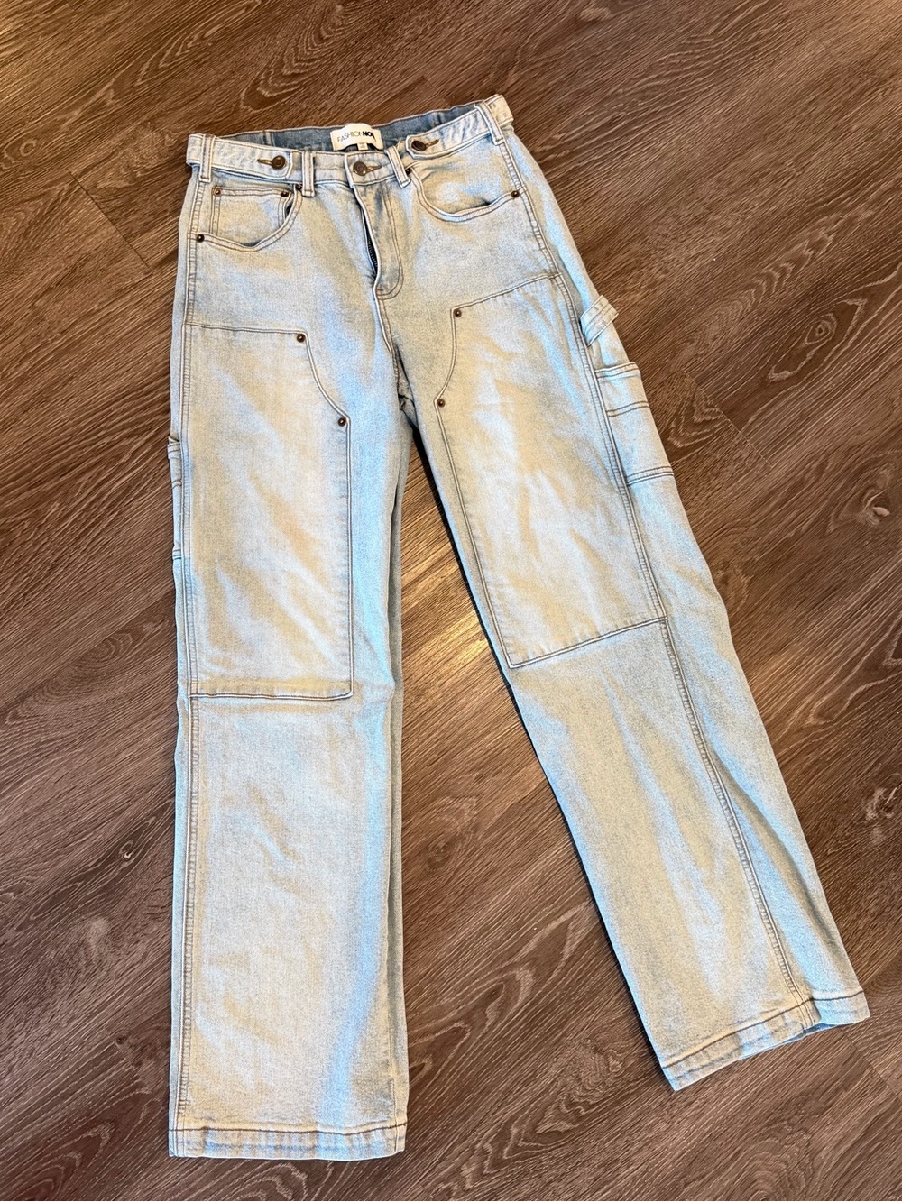 Fashion Nova Light Blue Straight Leg Carpenter Jeans